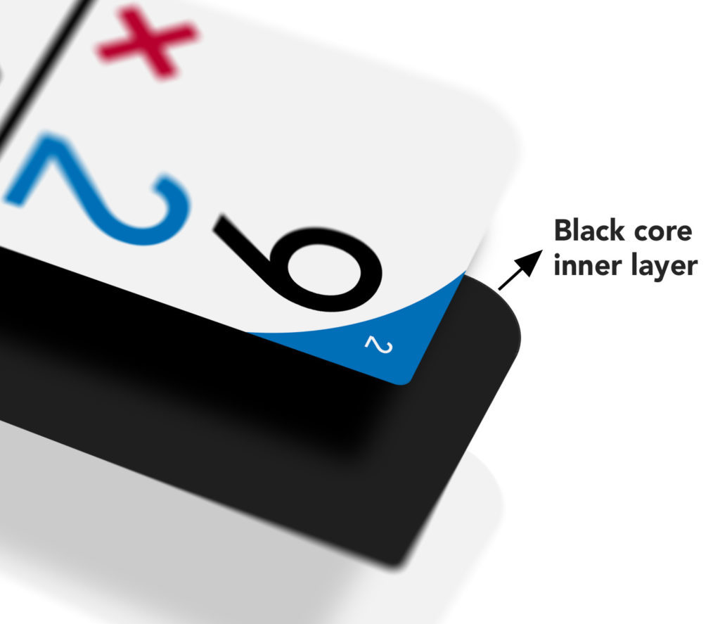 Non-transparent black-core cards